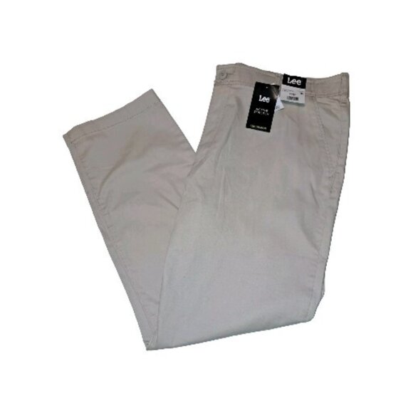 Lee NEW Men's Beige Active Stretch Motion Flex Slim Straight Pants 42x30 - Picture 1 of 8